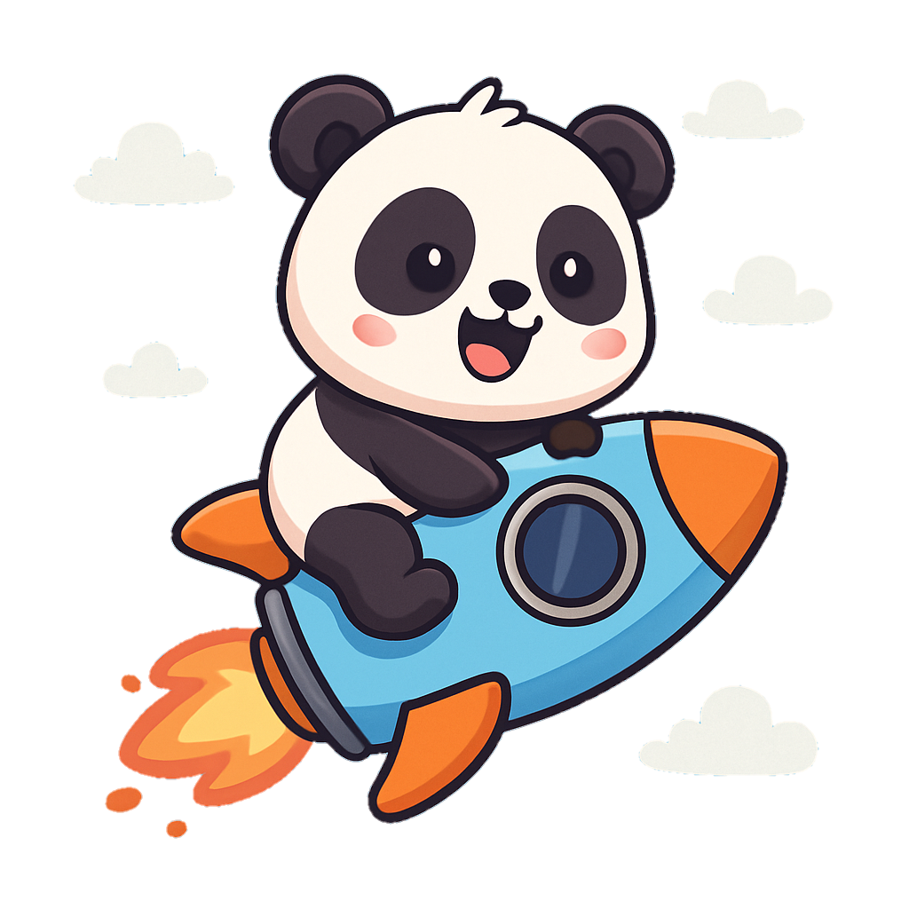 Cute cartoon panda waving